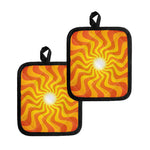 Psychedelic Burning Sun Print Pot Holders