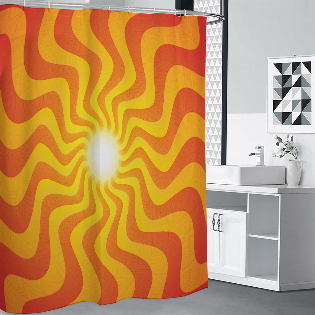 Psychedelic Burning Sun Print Premium Shower Curtain