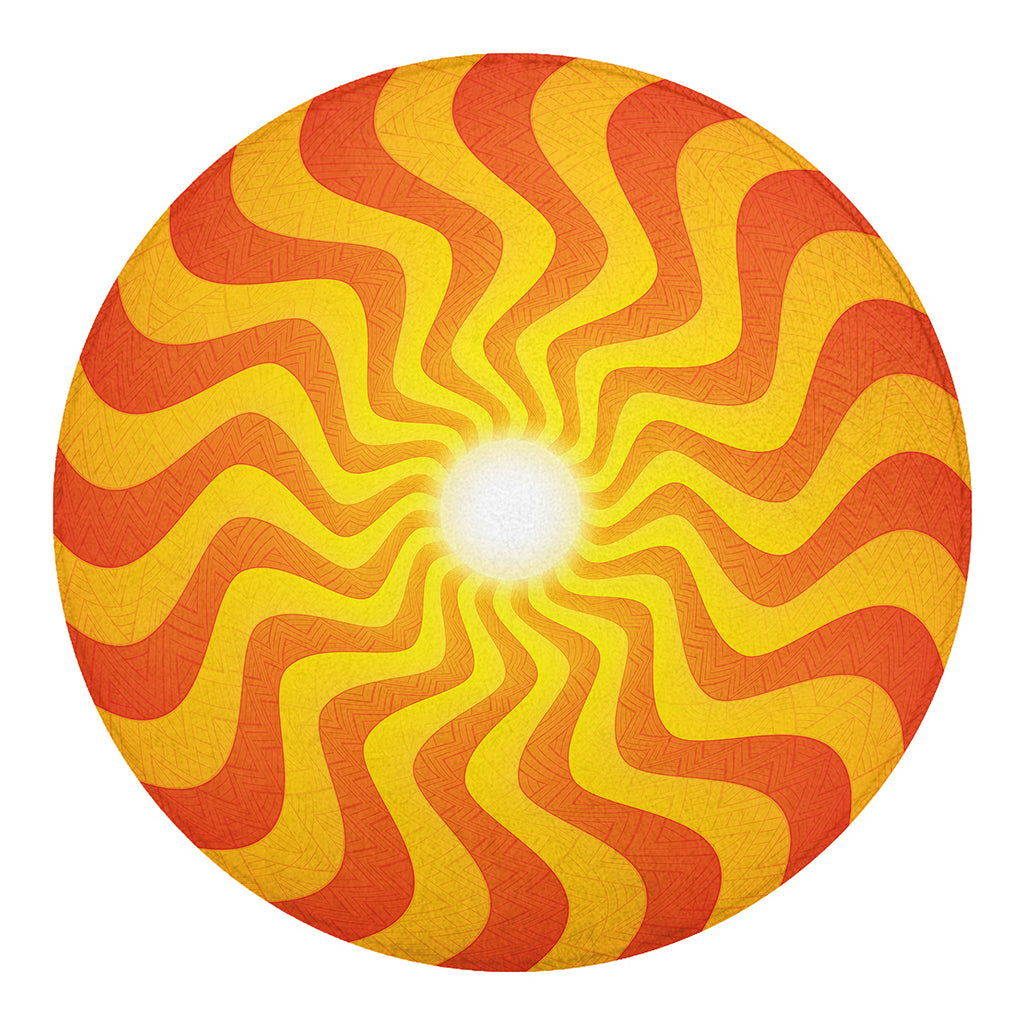 Psychedelic Burning Sun Print Round Blanket