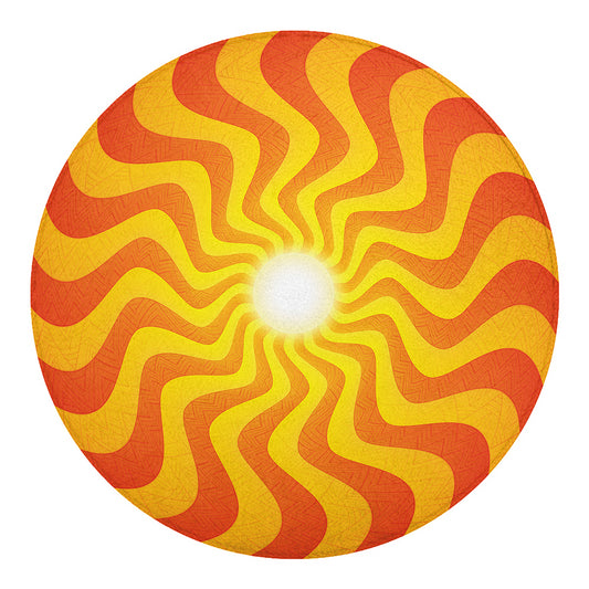 Psychedelic Burning Sun Print Round Blanket