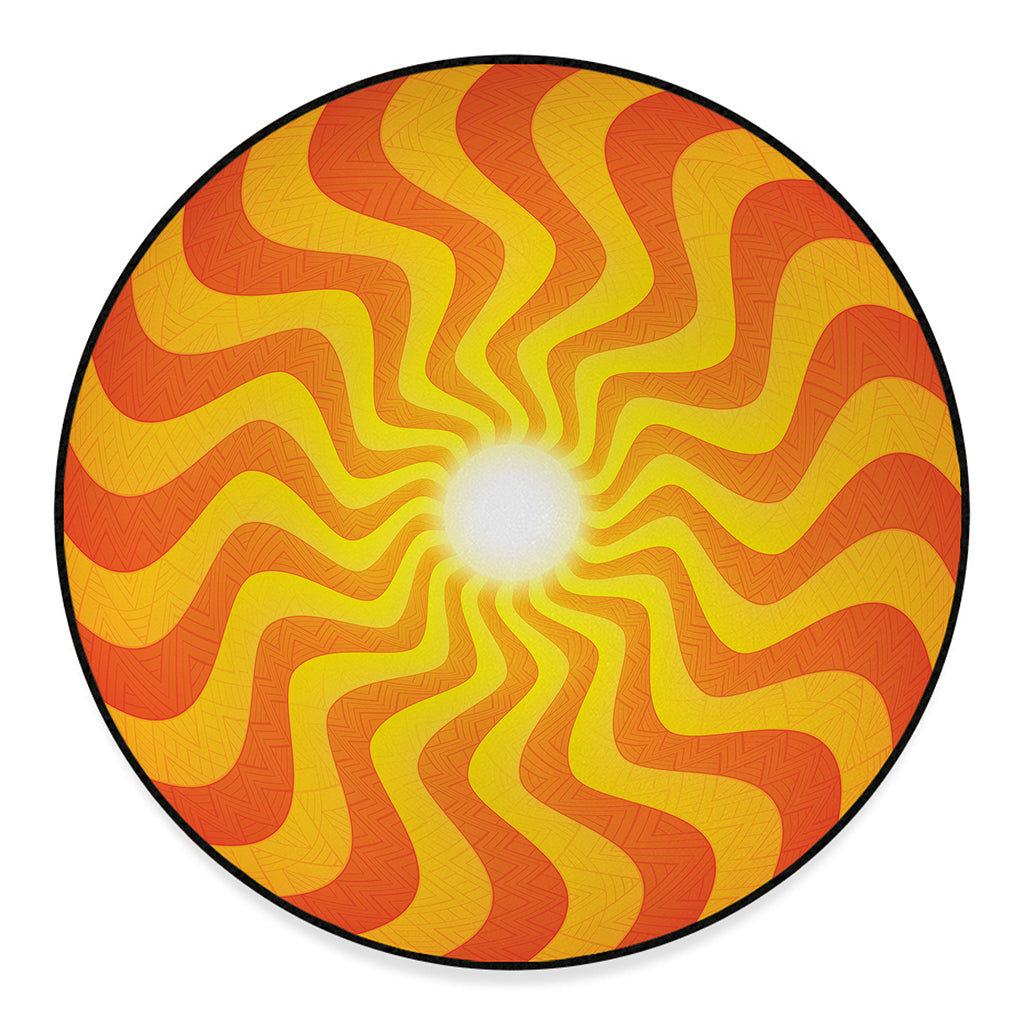 Psychedelic Burning Sun Print Round Floor Mat