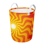 Psychedelic Burning Sun Print Round Laundry Basket