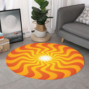 Psychedelic Burning Sun Print Round Rug