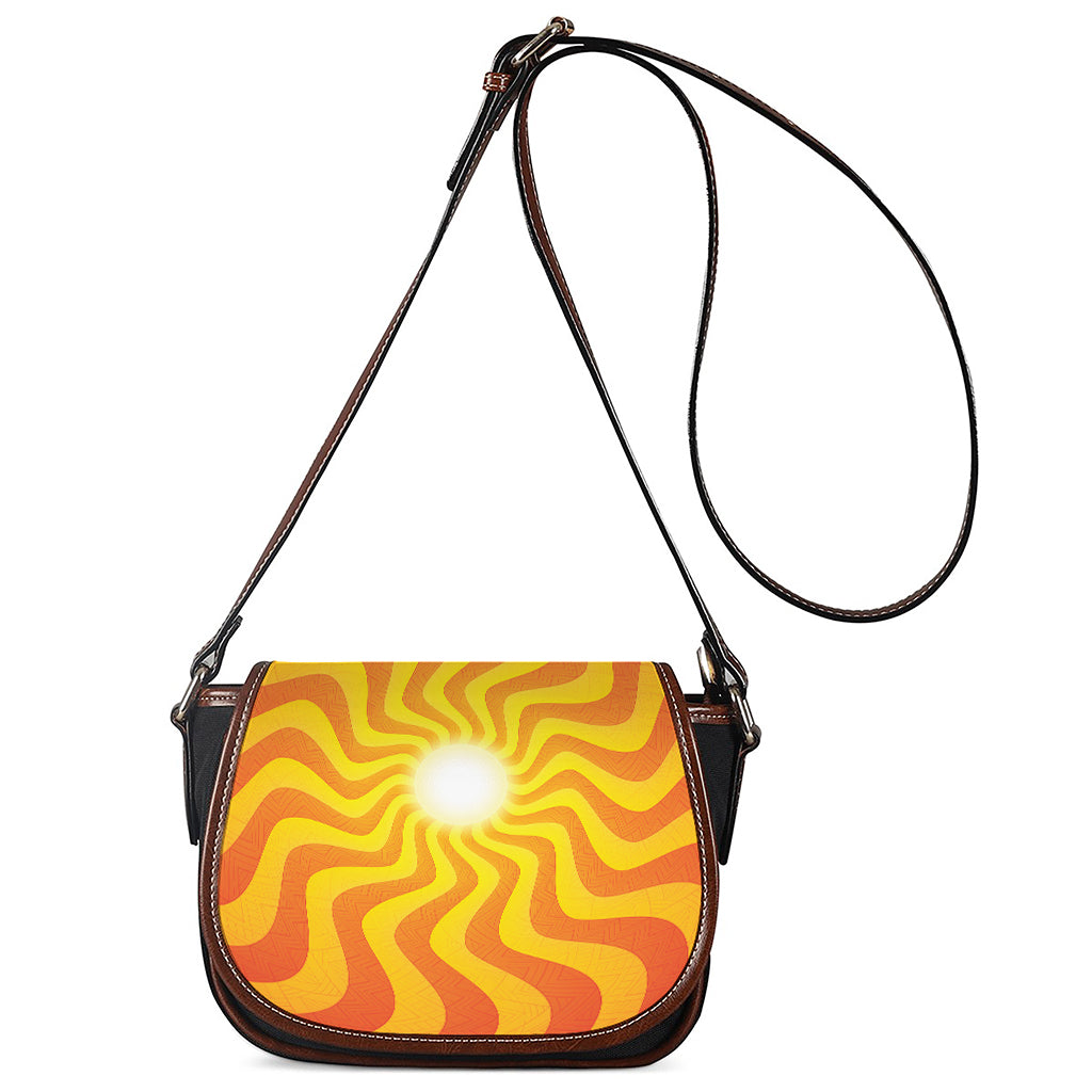 Psychedelic Burning Sun Print Saddle Bag