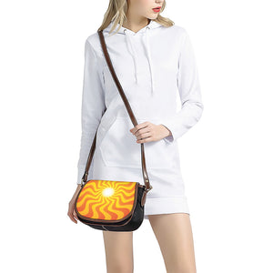 Psychedelic Burning Sun Print Saddle Bag