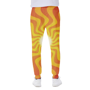 Psychedelic Burning Sun Print Scuba Joggers