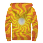 Psychedelic Burning Sun Print Sherpa Lined Zip Up Hoodie