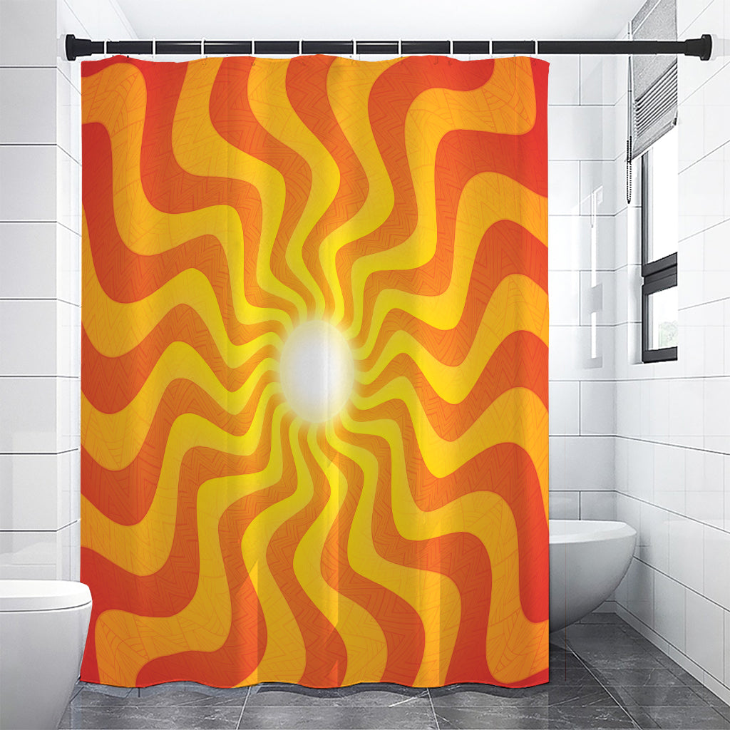 Psychedelic Burning Sun Print Shower Curtain