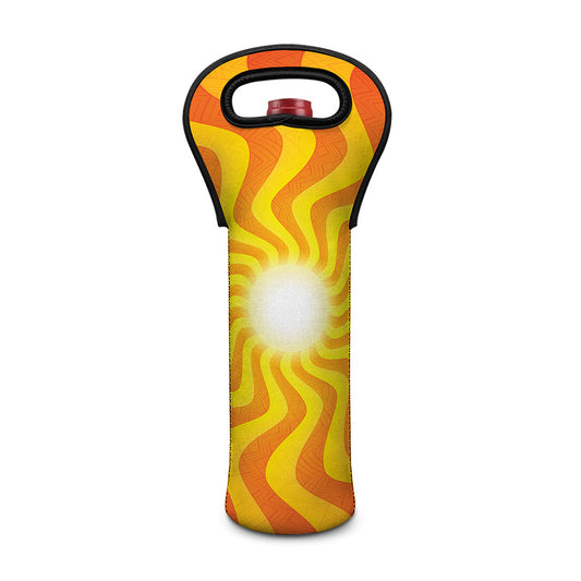 Psychedelic Burning Sun Print Single Neoprene Wine Tote