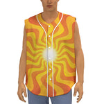 Psychedelic Burning Sun Print Sleeveless Baseball Jersey