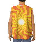 Psychedelic Burning Sun Print Sleeveless Baseball Jersey