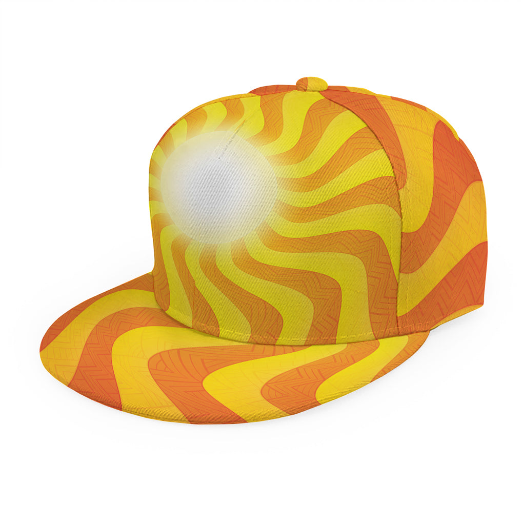 Psychedelic Burning Sun Print Snapback Cap