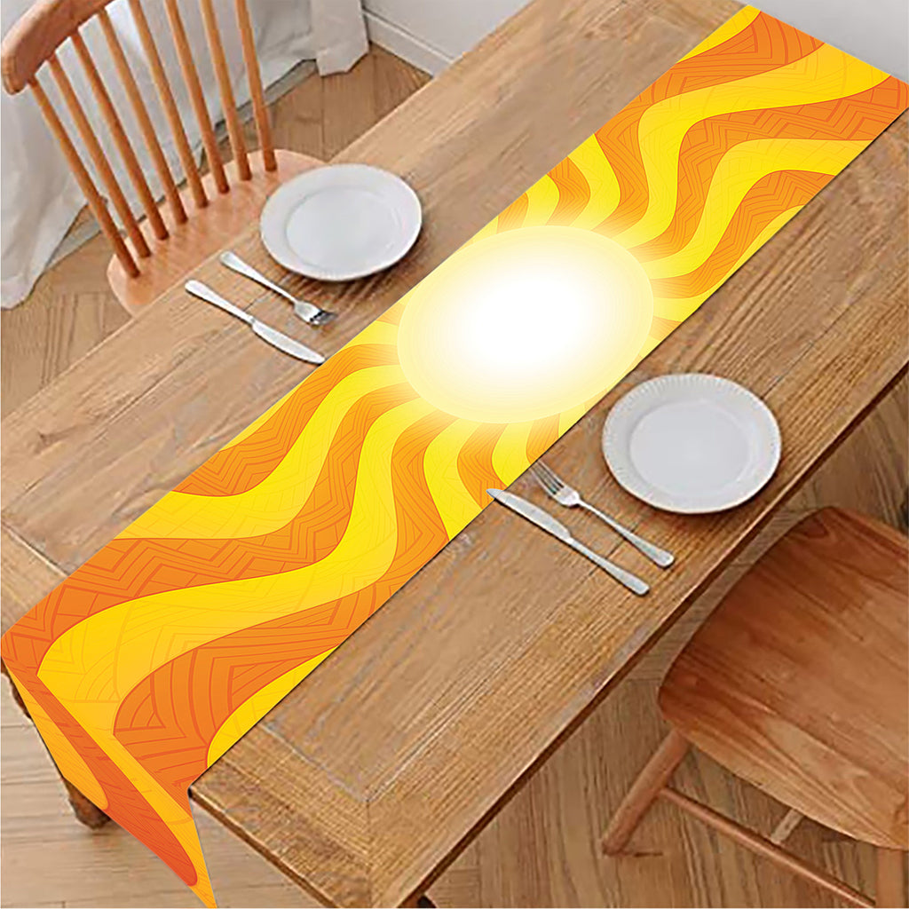 Psychedelic Burning Sun Print Table Runner
