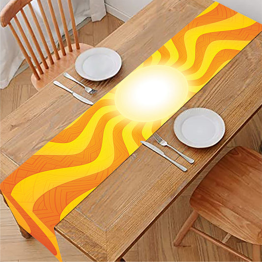 Psychedelic Burning Sun Print Table Runner