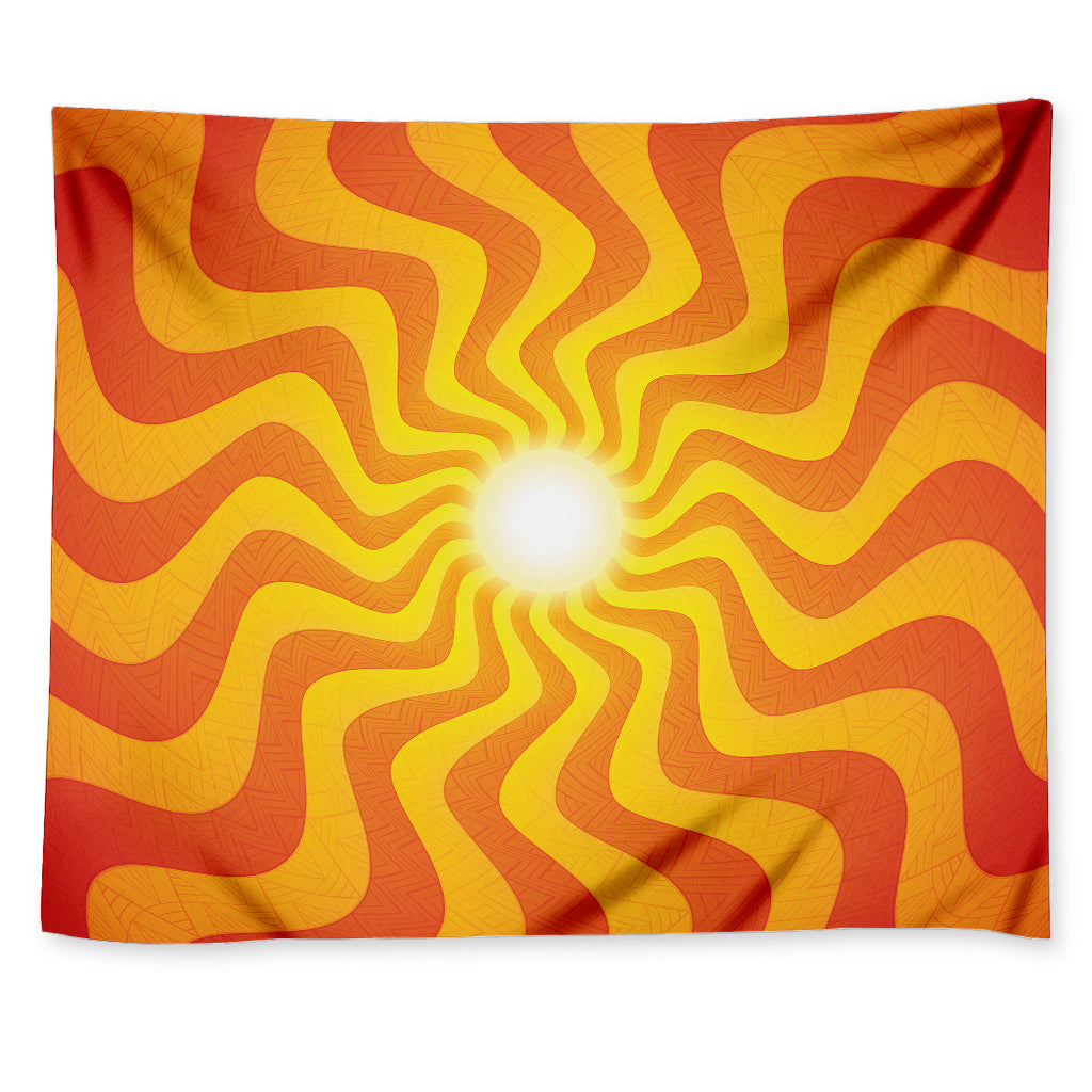 Psychedelic Burning Sun Print Tapestry