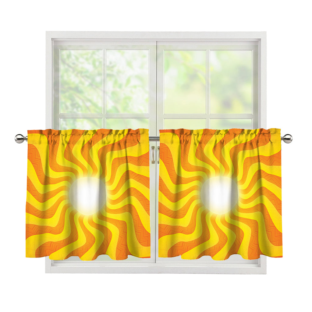 Psychedelic Burning Sun Print Tier Curtains