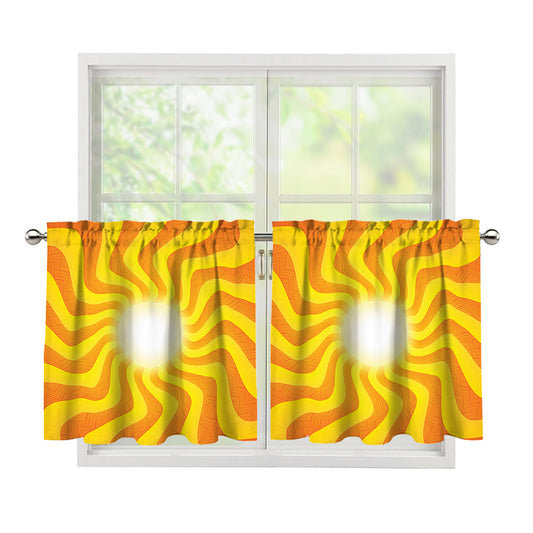 Psychedelic Burning Sun Print Tier Curtains