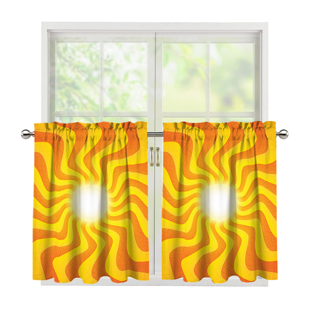 Psychedelic Burning Sun Print Tier Curtains