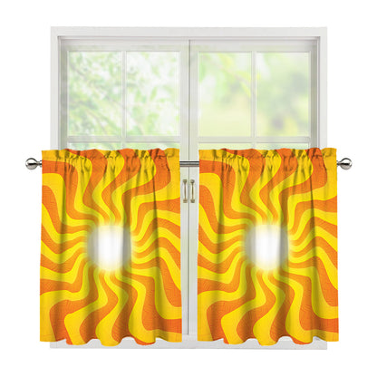 Psychedelic Burning Sun Print Tier Curtains
