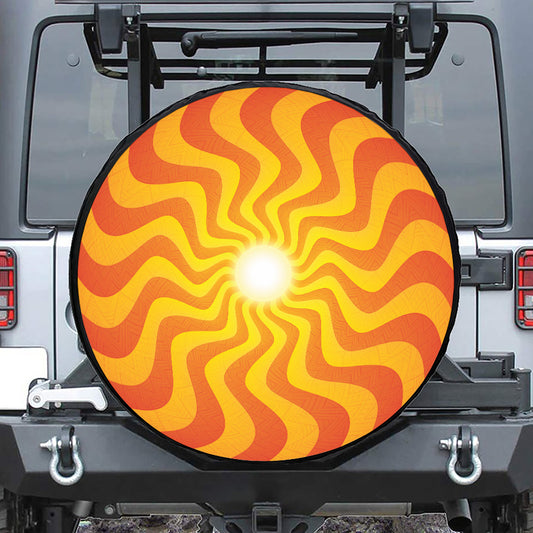 Psychedelic Burning Sun Print Tire Cover