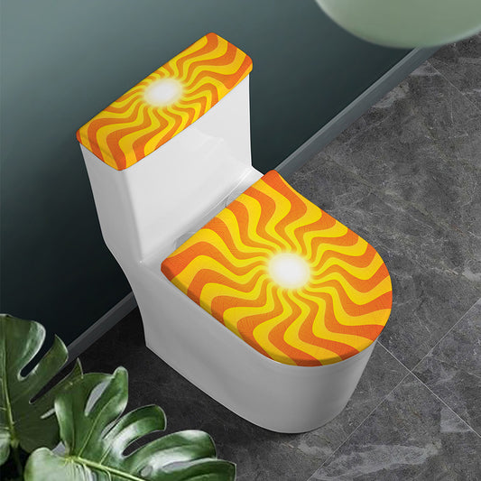 Psychedelic Burning Sun Print Toilet Lid And Tank Cover Set