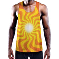 Psychedelic Burning Sun Print Men's Workout Tank Top