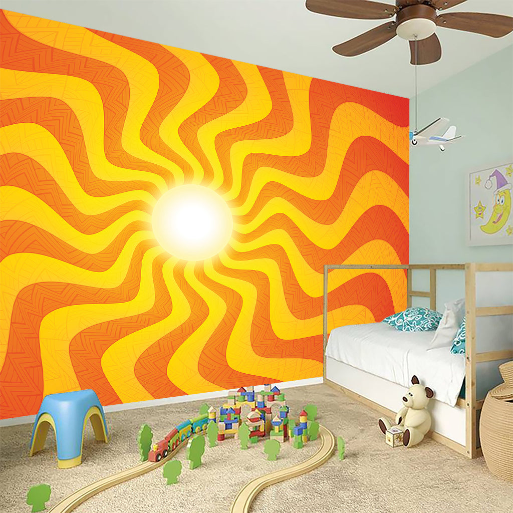 Psychedelic Burning Sun Print Wall Sticker