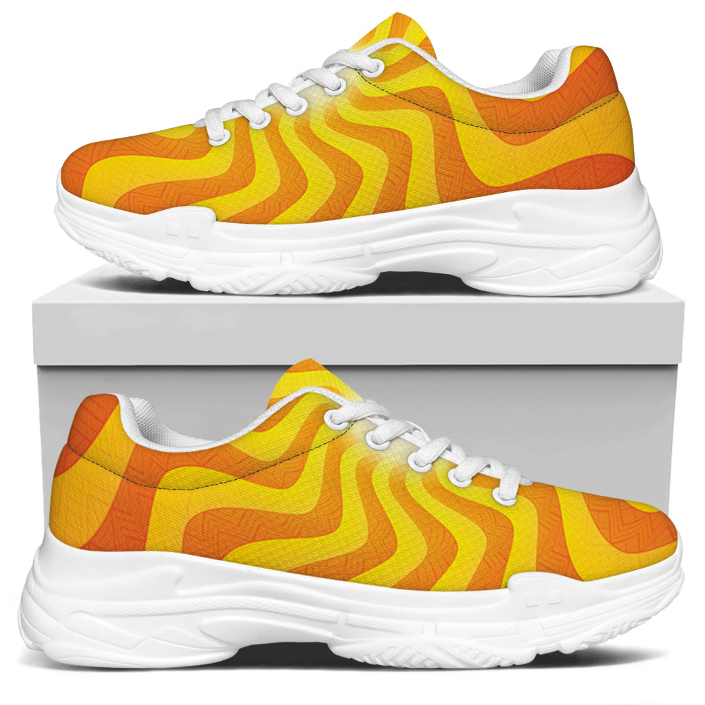 Psychedelic Burning Sun Print White Chunky Shoes