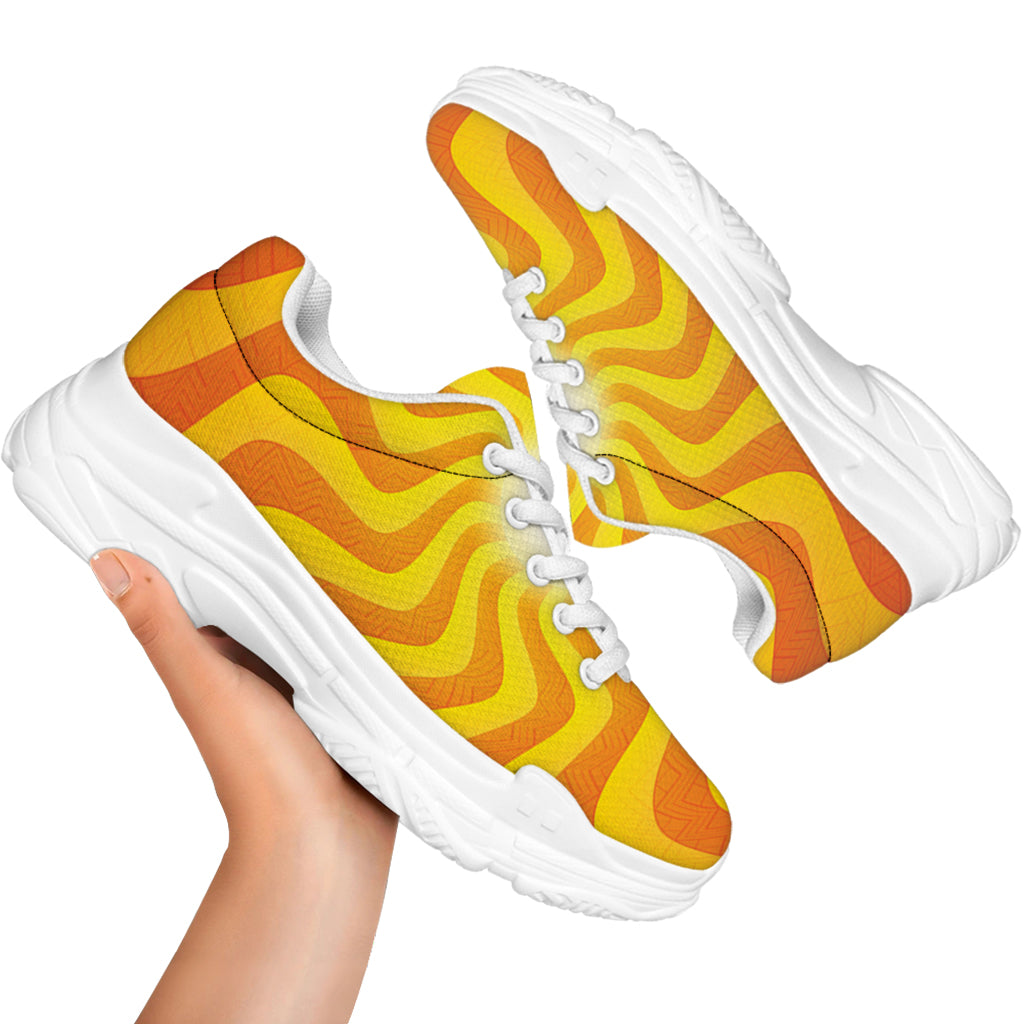 Psychedelic Burning Sun Print White Chunky Shoes