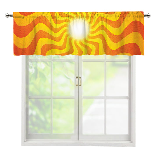 Psychedelic Burning Sun Print Window Valance