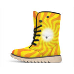 Psychedelic Burning Sun Print Winter Boots