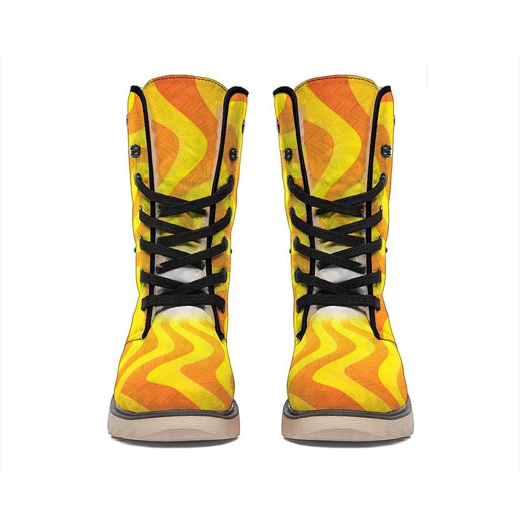 Psychedelic Burning Sun Print Winter Boots