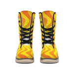 Psychedelic Burning Sun Print Winter Boots