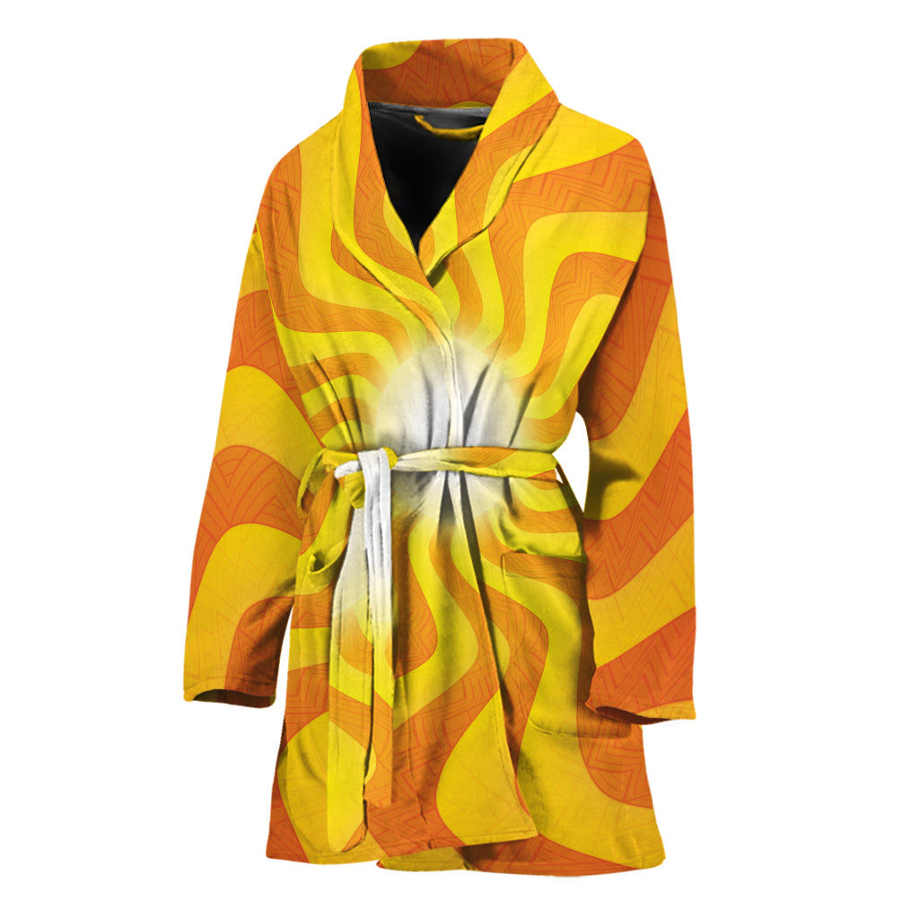 Psychedelic Burning Sun Print Women's Bathrobe