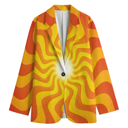 Psychedelic Burning Sun Print Women's Blazer
