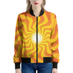 Psychedelic Burning Sun Print Women's Bomber Jacket