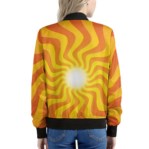 Psychedelic Burning Sun Print Women's Bomber Jacket