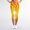 Psychedelic Burning Sun Print Women's Capri Leggings