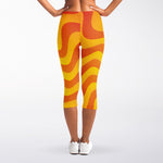 Psychedelic Burning Sun Print Women's Capri Leggings