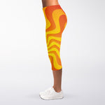 Psychedelic Burning Sun Print Women's Capri Leggings