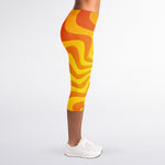 Psychedelic Burning Sun Print Women's Capri Leggings