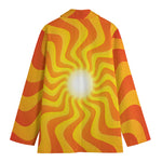 Psychedelic Burning Sun Print Women's Cotton Blazer