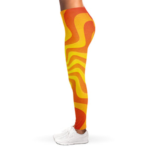 Psychedelic Burning Sun Print Women's Leggings