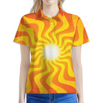 Psychedelic Burning Sun Print Women's Polo Shirt