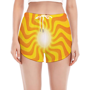 Psychedelic Burning Sun Print Women's Split Running Shorts