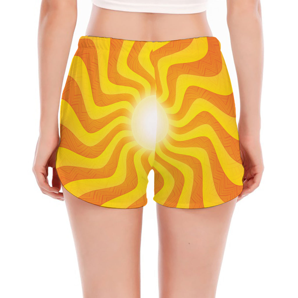 Psychedelic Burning Sun Print Women's Split Running Shorts