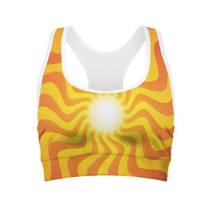 Psychedelic Burning Sun Print Women's Sports Bra