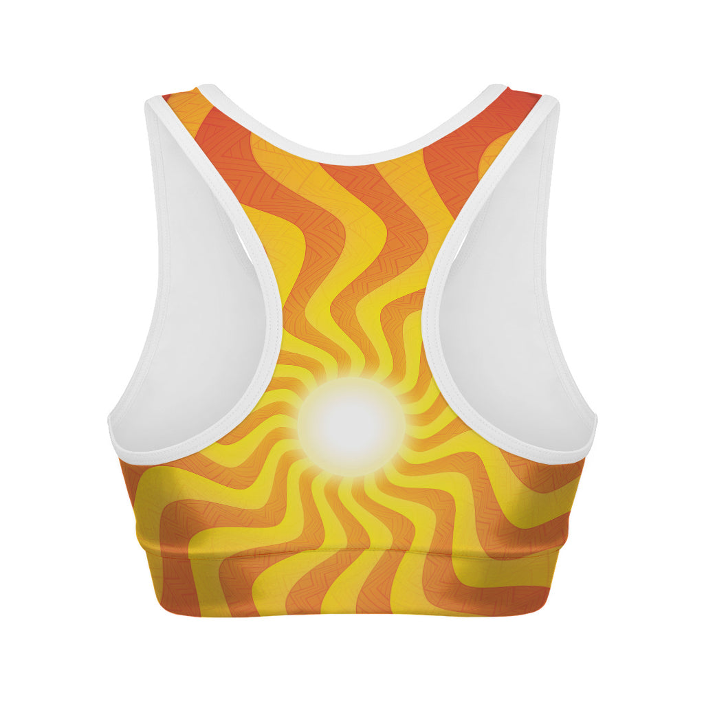 Psychedelic Burning Sun Print Women's Sports Bra