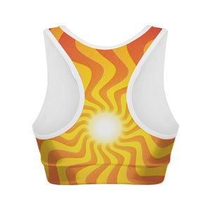 Psychedelic Burning Sun Print Women's Sports Bra