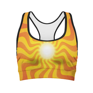 Psychedelic Burning Sun Print Women's Sports Bra